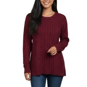American Eagle Outfitters Maroon Knit Side Zipper Crew Neck Sweater